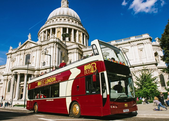 Big Bus Tours in London passing the Houses of Parliament and Big Ben with views of the London Eye and historic city landmarks