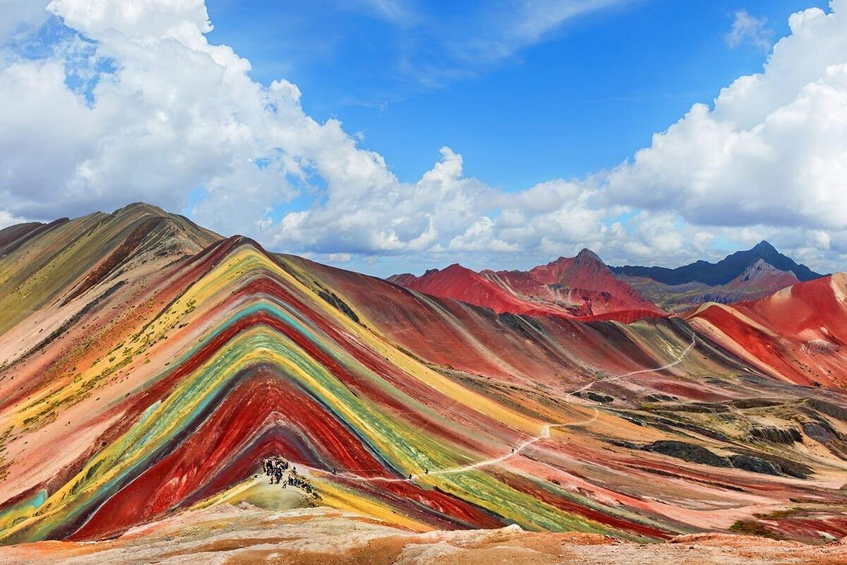 Rainbow Mountains, Peru, The delicate and subtle pink comes from red clay, mud, and sand
