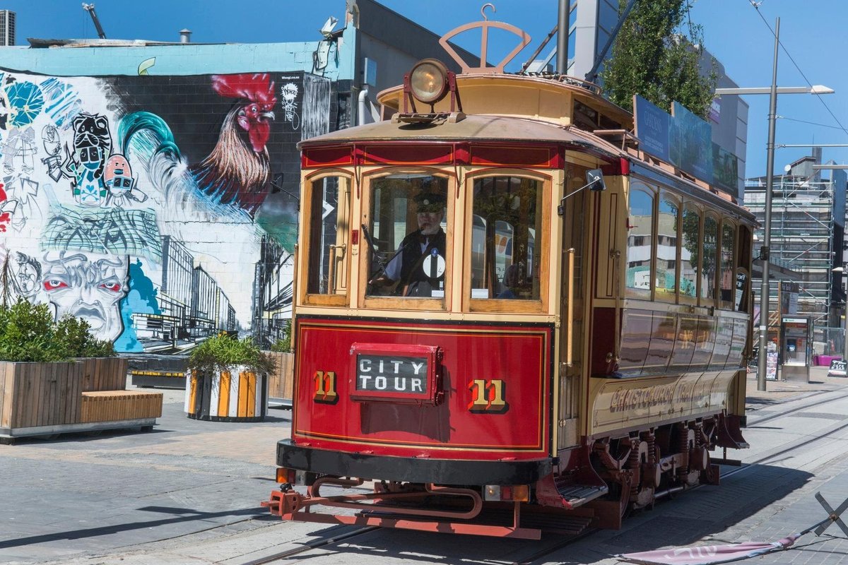 Tram 11 passes stop number 8