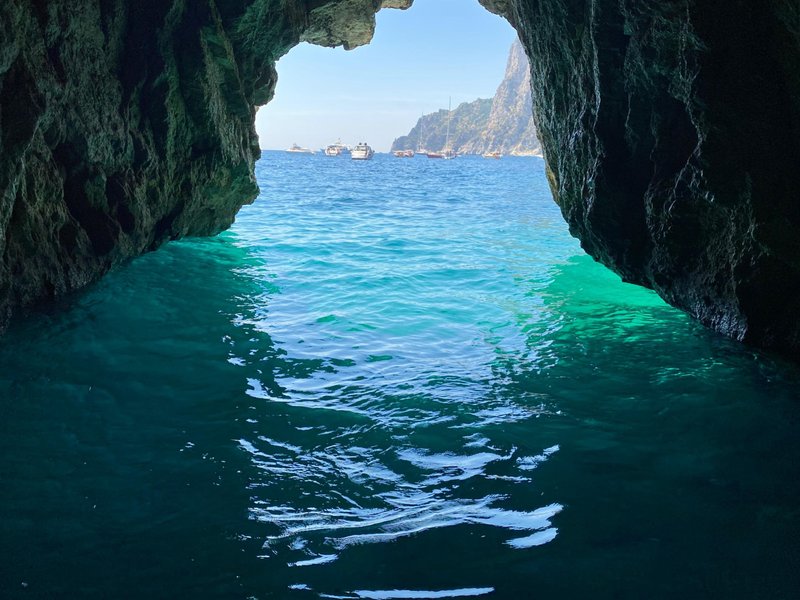 During the tour you will see the caves of capri from the inside where the entering sunlight changes the color of the water and makes it magical