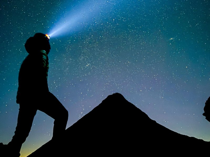 Under the stars, heading to the top of Pico.