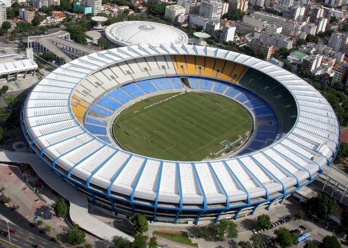 Maracana Stadium an aerial view of a stadium in a city