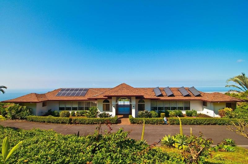 Villa from the East with new roof, solar array and solar hot water.