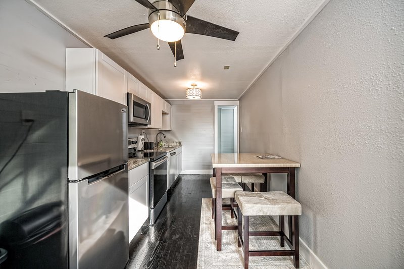 looking at the kitchen from the front door.