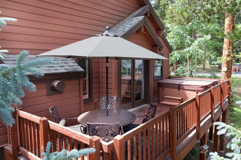 Terrasse privée avec bain à remous.