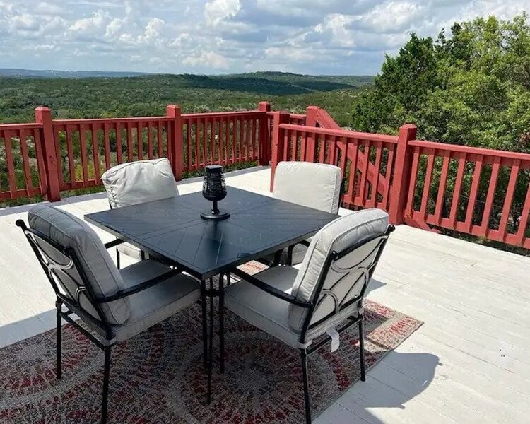 Upstairs Terrace Patio Dining with Scenic Hilltop Hillview