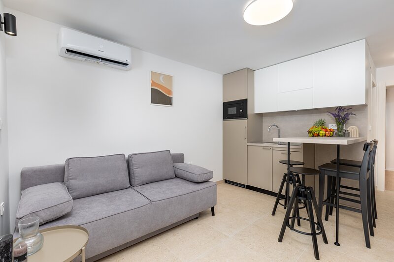 kitchen, living room