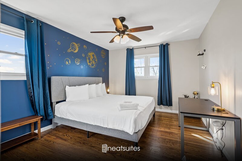 Bright bedroom with cozy decor